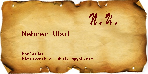Nehrer Ubul névjegykártya